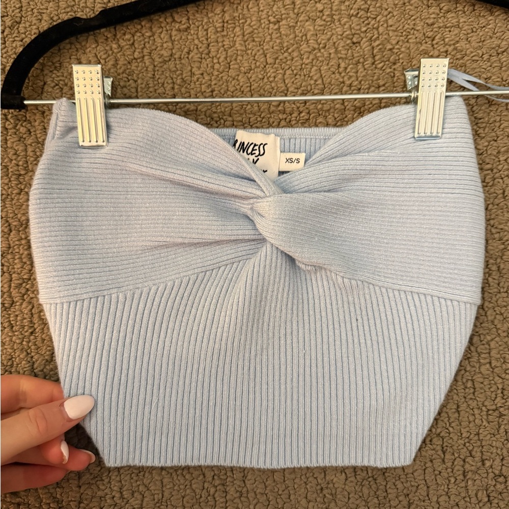 Princess Polly Light Blue Ribbed Skirt